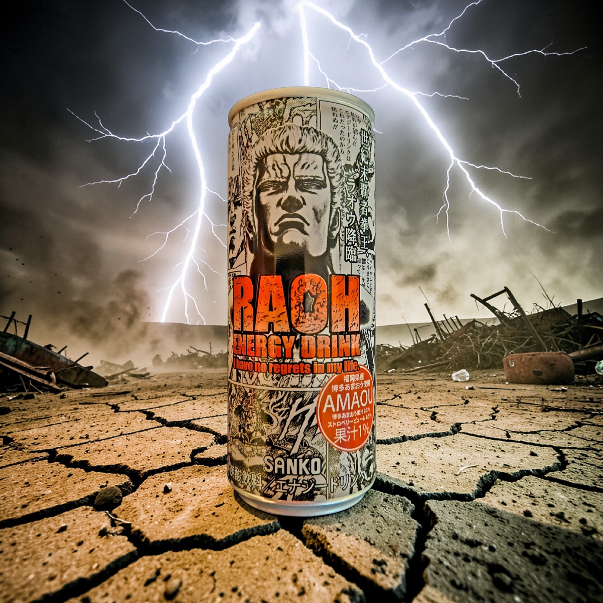 Sanko Raoh Energy Carbonated Drink Strawberry Flavor 8.3 fl oz