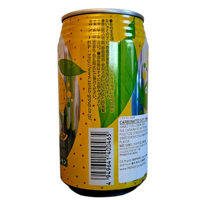 Sanko Yuzu Lemon Cider 11.6 Fl oz, Japanese Carbonated Soft Drink