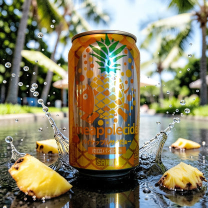 Sanko Pineapple Cider 11.6 Fl oz, Japanese Carbonated Soft Drink