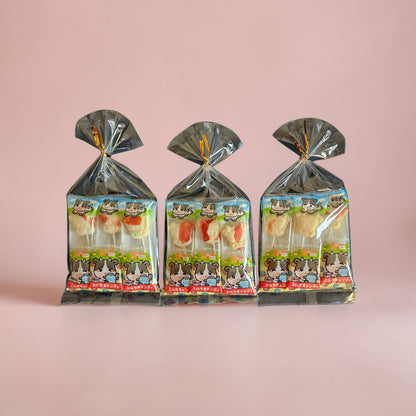 Naniwa Seika Japanese Milk Candy Lollipop Strawberry Flavor - 6 Lollipops