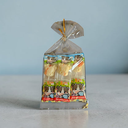 Naniwa Seika Japanese Milk Candy Lollipop Strawberry Flavor - 6 Lollipops