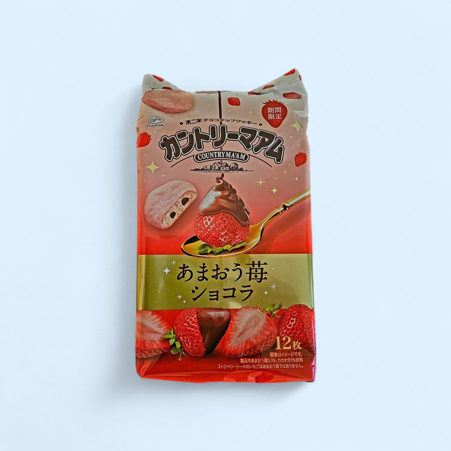 FUJIYA Country Ma'am Cookies (Amaou Strawberry Chocolate 12 pieces) 5oz - Japan