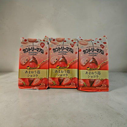 FUJIYA Country Ma'am Cookies (Amaou Strawberry Chocolate 12 pieces) 5oz - Japan