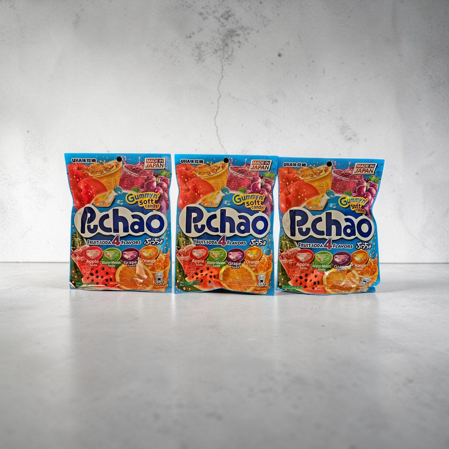 UHA Mikakuto Japan Puchao Chewy Candy Flavor Soda Fruit Mix 3.52 oz