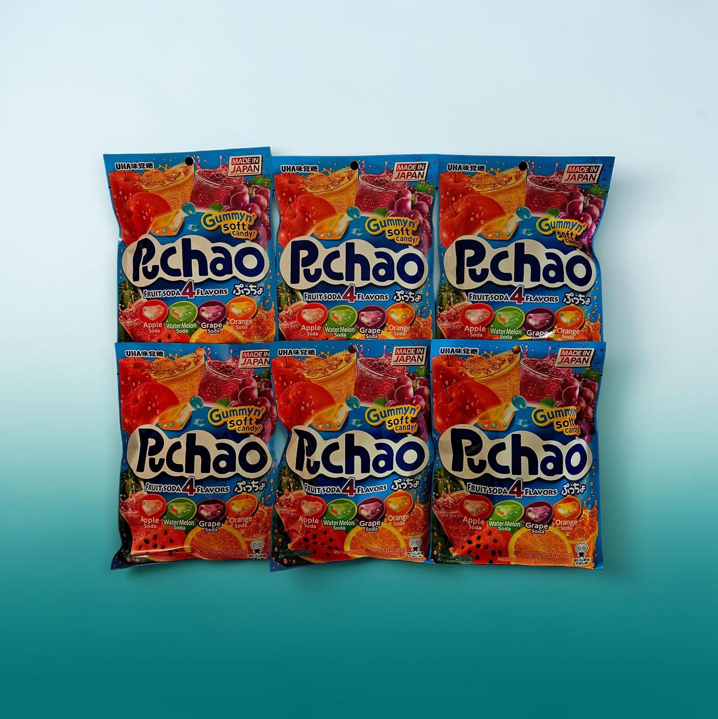 UHA Mikakuto Japan Puchao Chewy Candy Flavor Soda Fruit Mix 3.52 oz