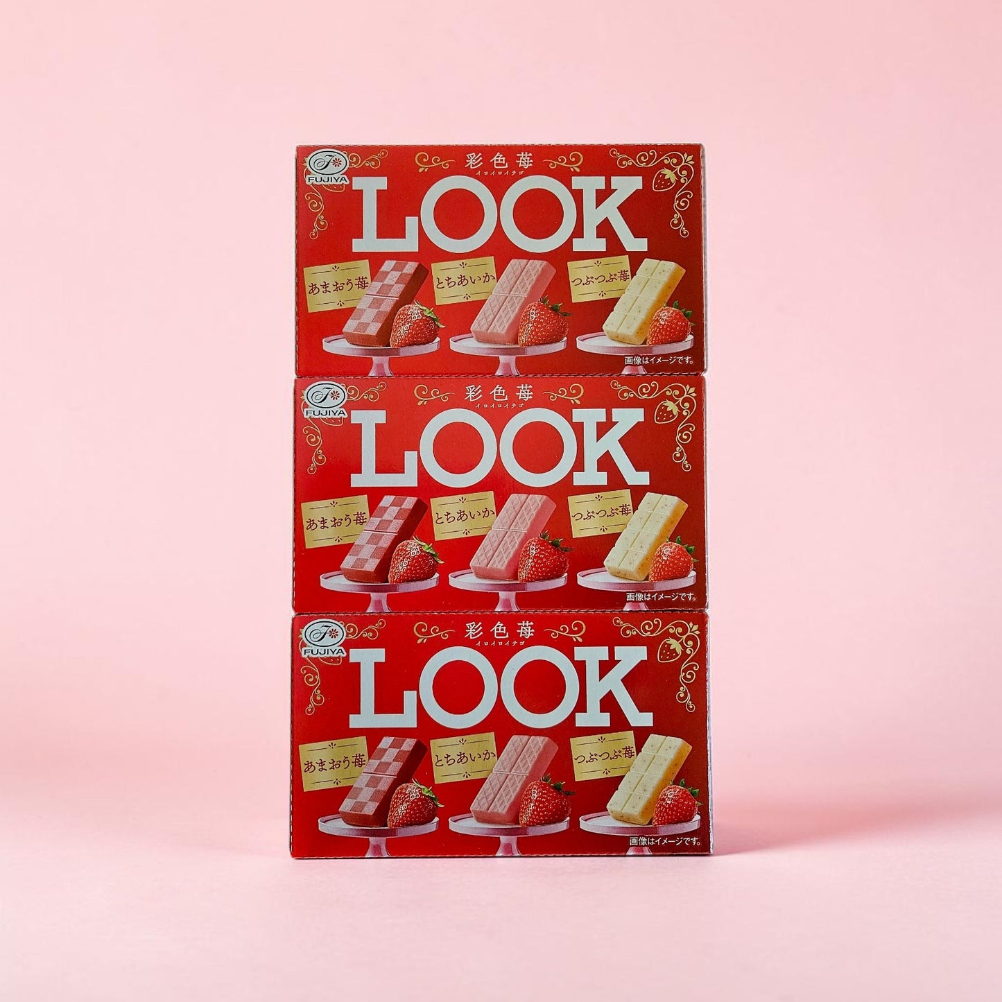 FUJIYA LOOK 3 Kinds of Japanese Strawberry Chocolate 1.5 OZ