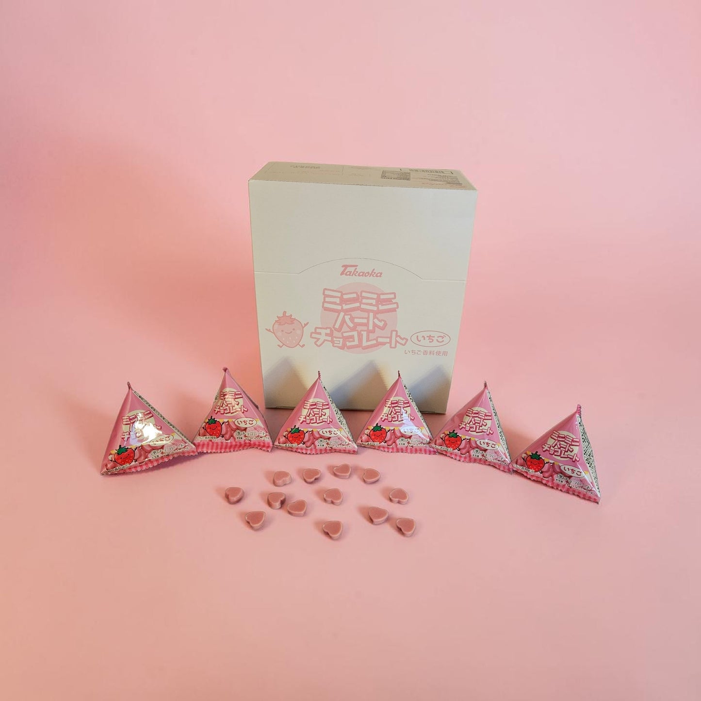 Takaoka Mini Mini Heart Chocolate Strawberry, (0.4 oz, 10 g)