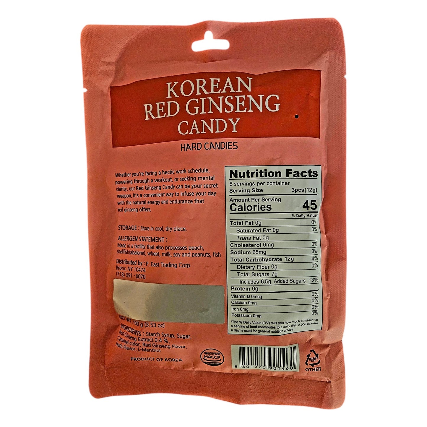 Korean Red Ginseng Hard Candies, 3.5 oz, All Natural