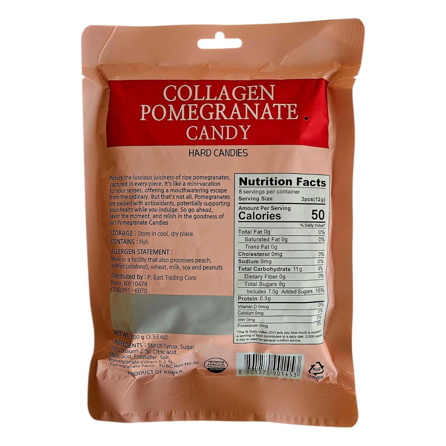 Collagen Pomegranate Hard Candy 3.5 oz, Made With Fresh Ingredients