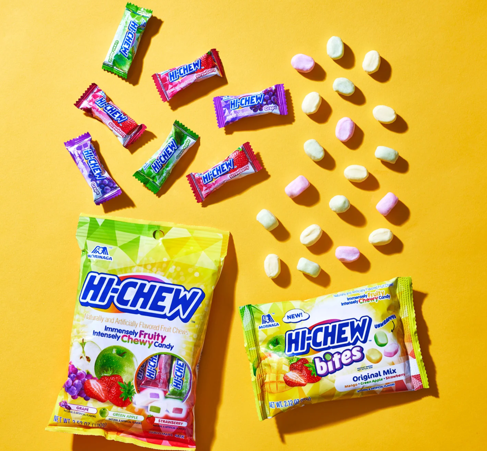 Morinaga HI-CHEW Bites Original Mix Chewy Candy, Pack of 2 Bags, 2.12oz each