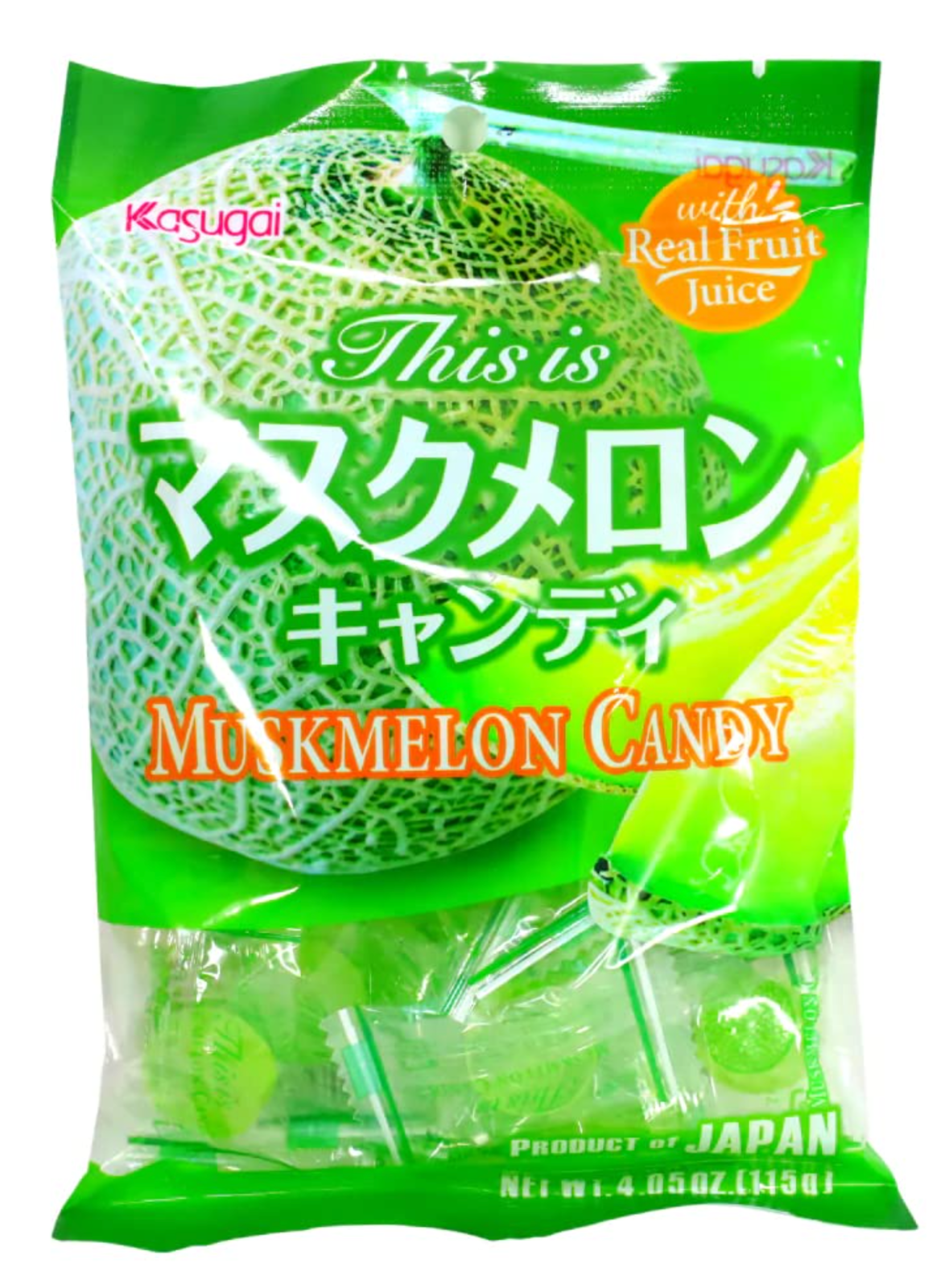 Three (3) Packs -Japanese Kasugai Musk Melon Candy 4.05oz / 115g - Free Shipping