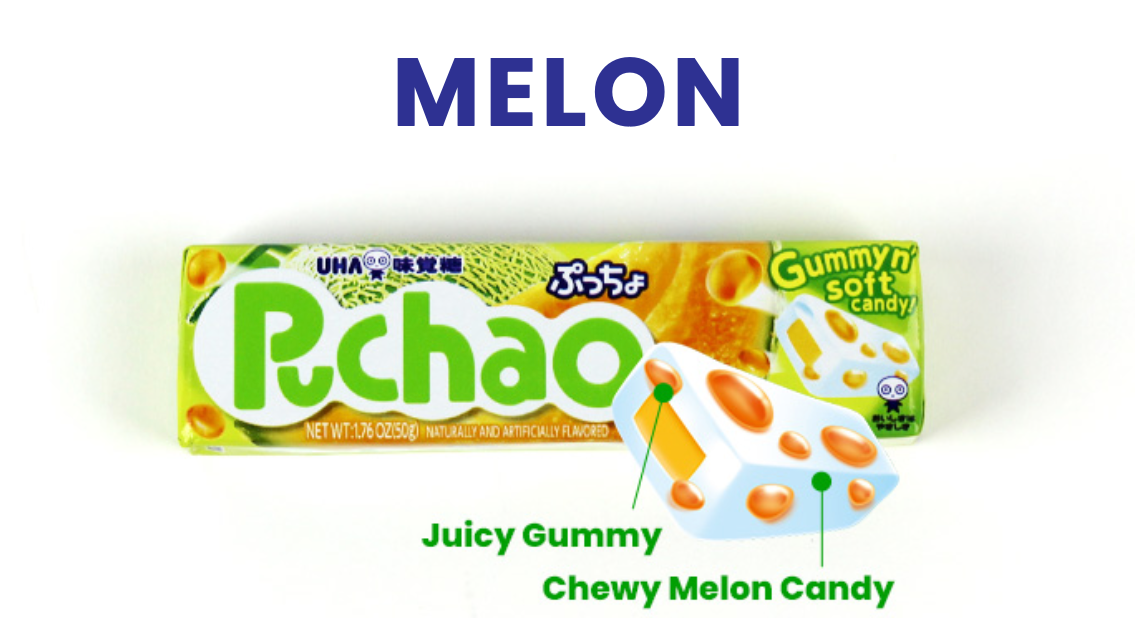 Uha Mikakuto Japan Puchao Chewy Candy 6 Pack Variety Combo Set - 50g (10 pc) ea