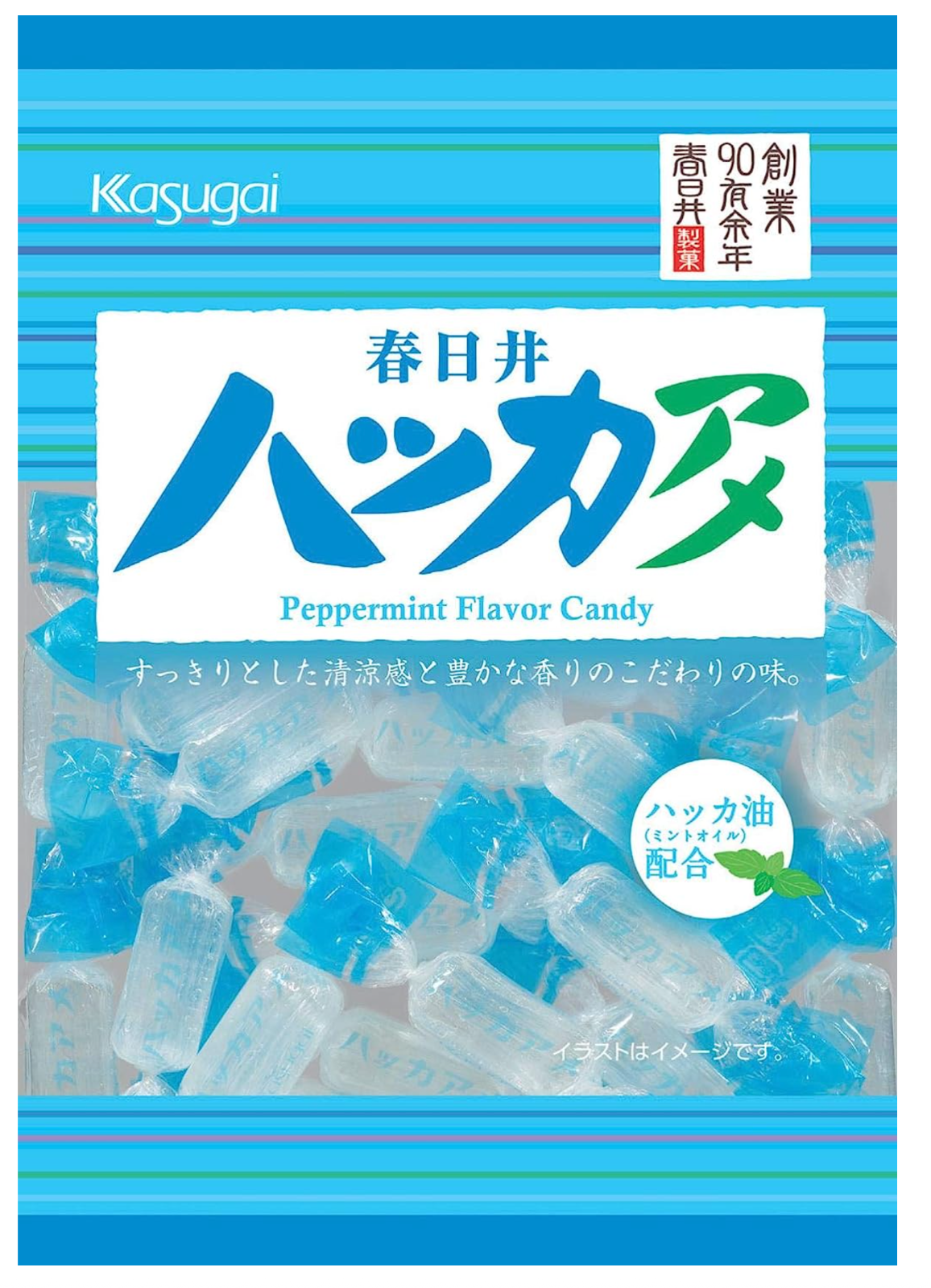 Kasugai Hakka Ame - One(1) Pack Japanese Peppermint Flavored Hard Candy 147g