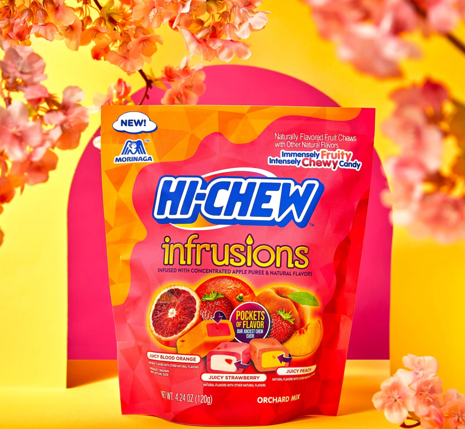 Morinaga Hi Chew Infrusions Orchard Mix Chewy Candy 4.24oz - Pack of Three (3)