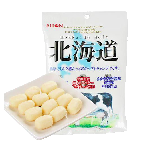 RIBON Real Hokkaido Milk &Cream Calcium Enriched Soft Candy 110g [Two (2) Packs]