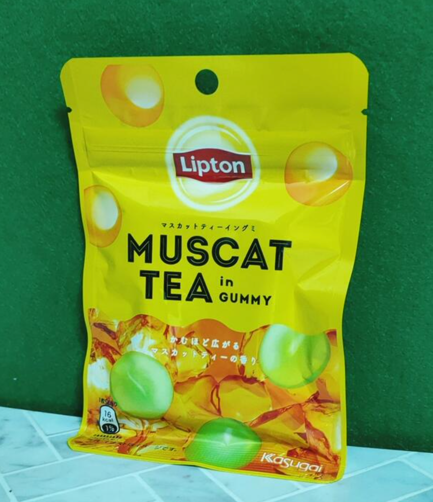 Kasugai & Lipton Muscat Tea Gummy 1.3oz/39g - Pack of Six (6) - Product of Japan