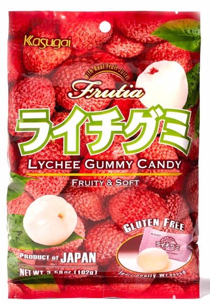 Japanese Kasugai Lychee Gummy (1) bags 3.59oz each - Free Shipping !!!