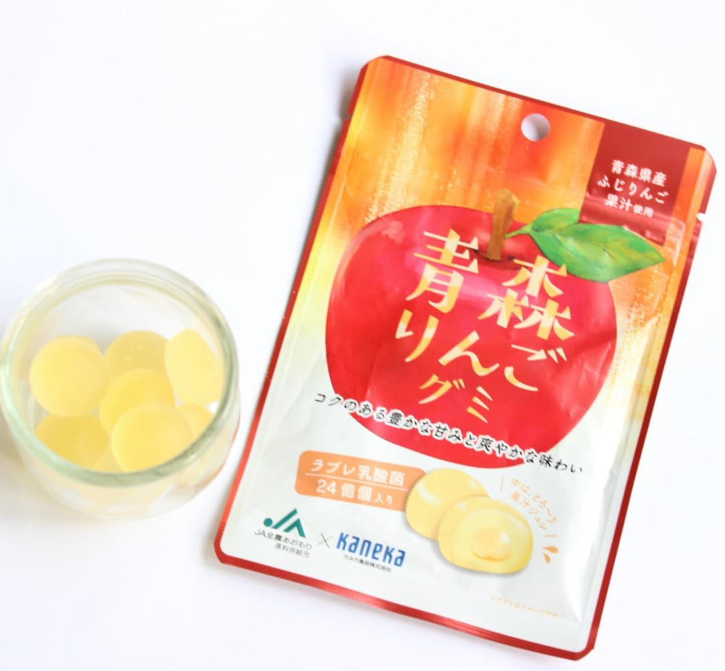 Pack of (3) Kaneka Japanese Fruit Juice Gummy Candies-Aomori Fuji Apple 1.4 oz