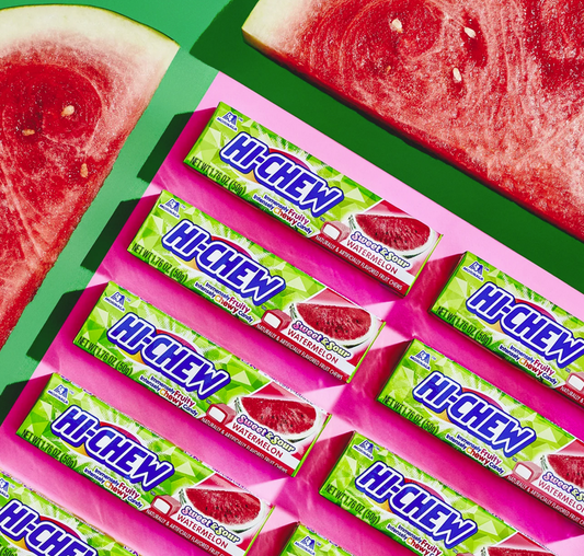 Hi-Chew Sensationally Chewy Fruit Candy Sweet & Sour Watermelon Stick(Pack of 2)