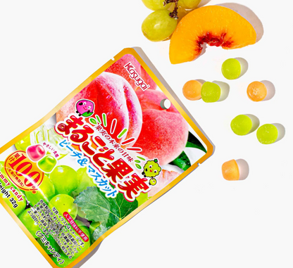 Kasugai  Marugoto Kajitsu: Peach and Muscat Flavor 32g x Three (3) Packs - Japan