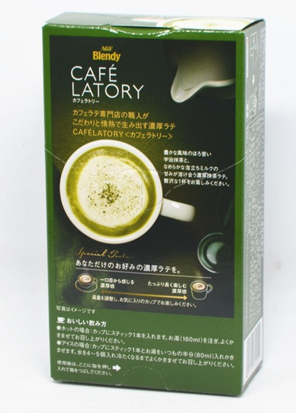 AGF Blendy Cafe Latory Rich Matcha Green Tea Latte 6 Sticks In Box - 3 Boxes