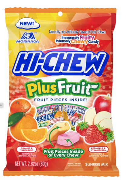 Hi-Chew 6 Pack Bundle Plus Fruit PegBag Chew Fruit Candy 2.82oz each x 6 Packs