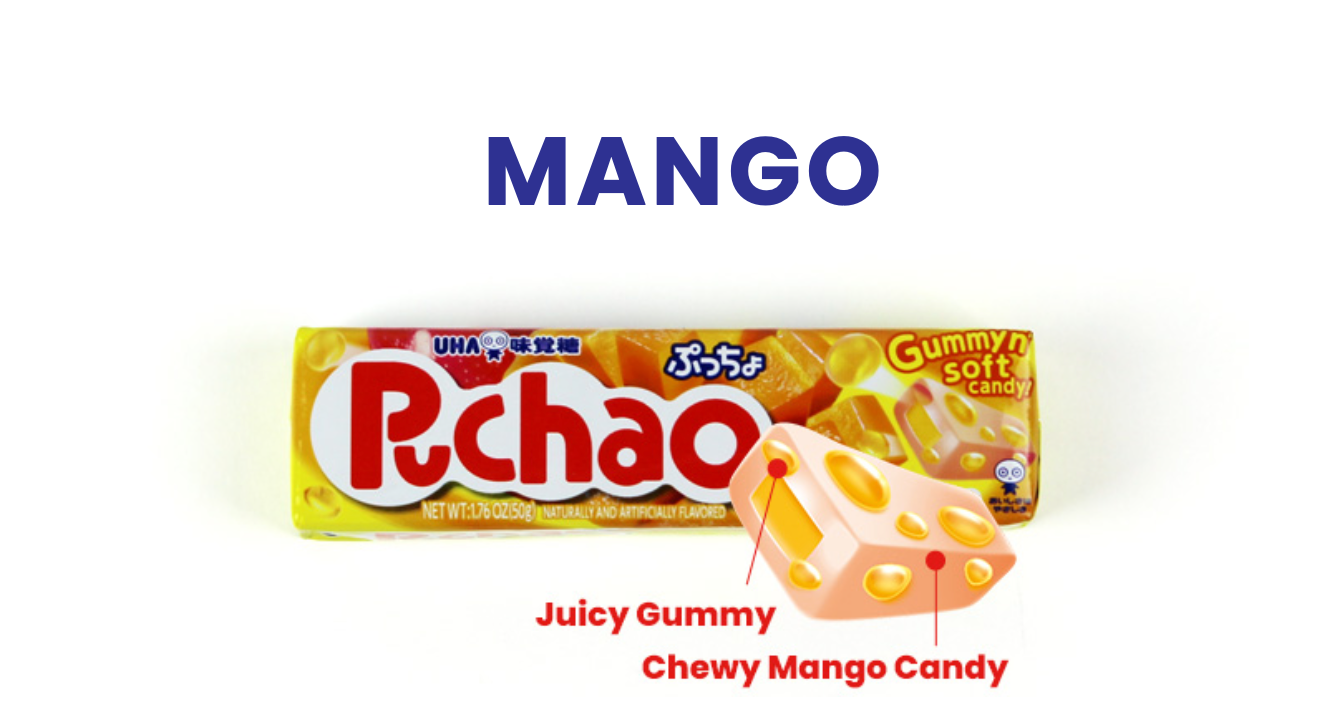 Uha Mikakuto Japan Puchao Chewy Candy 6 Pack Variety Combo Set - 50g (10 pc) ea