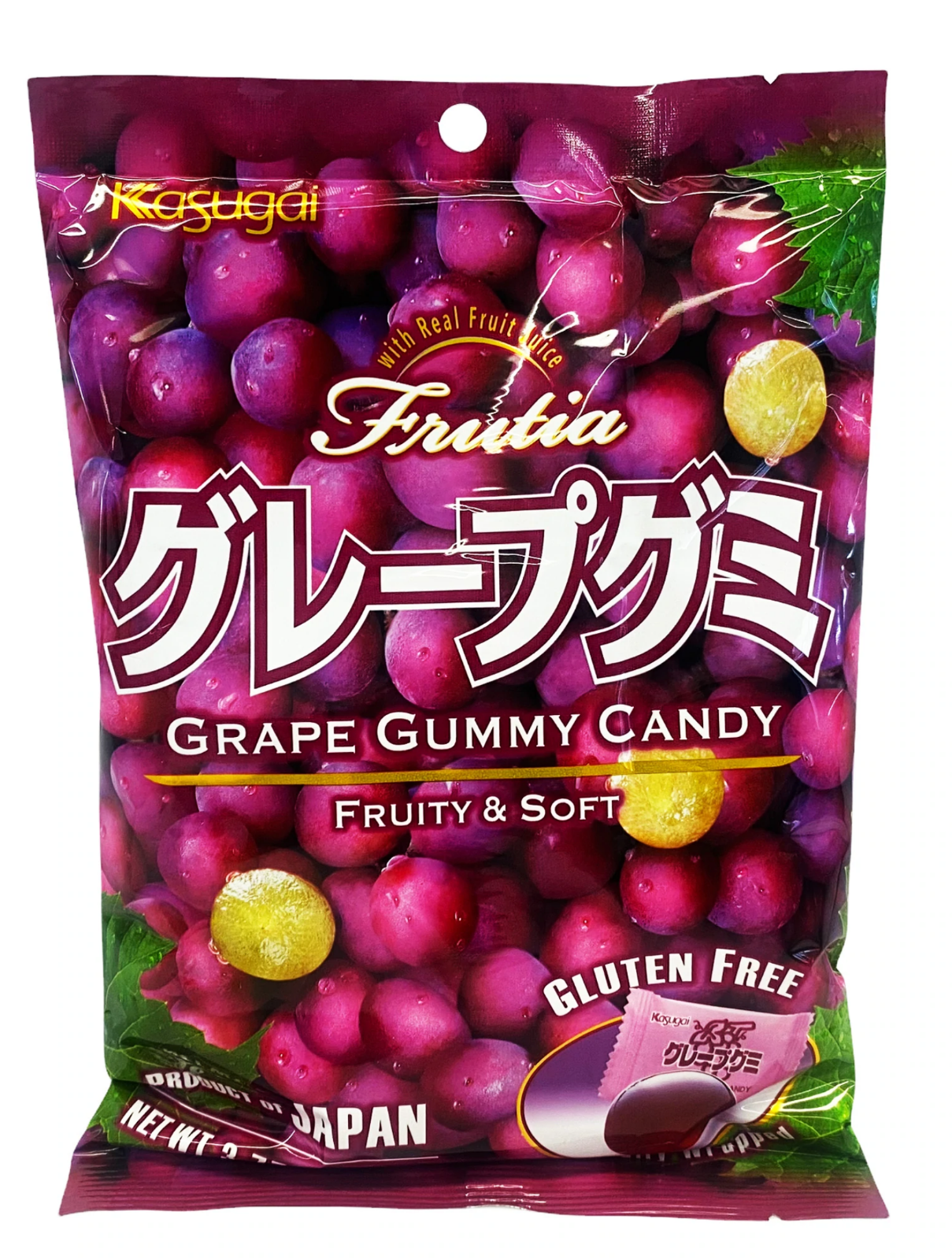 Japanese Fruit Gummy Tripak(3 pk) Sampler-Strawberry , Kiwi & Grape by Kasugai