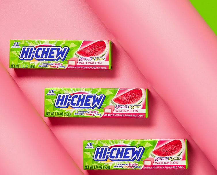 Hi-Chew Sensationally Chewy Fruit Candy Sweet & Sour Watermelon Stick(Pack of 3)