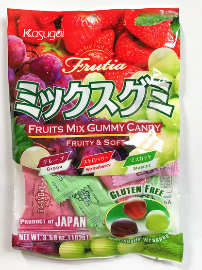 Japanese Kasugai Fruit Mix Gummy (3) bags 3.59oz each - Free Shipping !!!