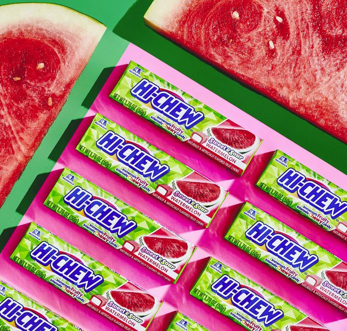 Hi-Chew Sensationally Chewy Fruit Candy Sweet & Sour Watermelon Stick(Pack of 3)