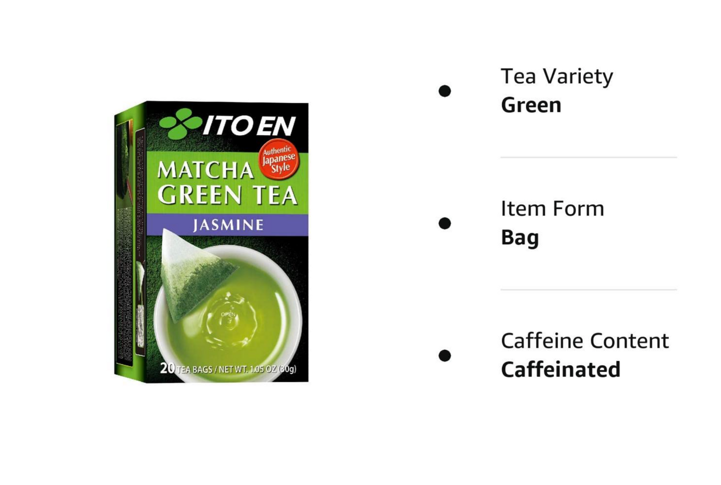 Japanese ITOEN Matcha Green Tea Jasmine, Pack of 8 (20 tea bags/pack) Vaule Deal