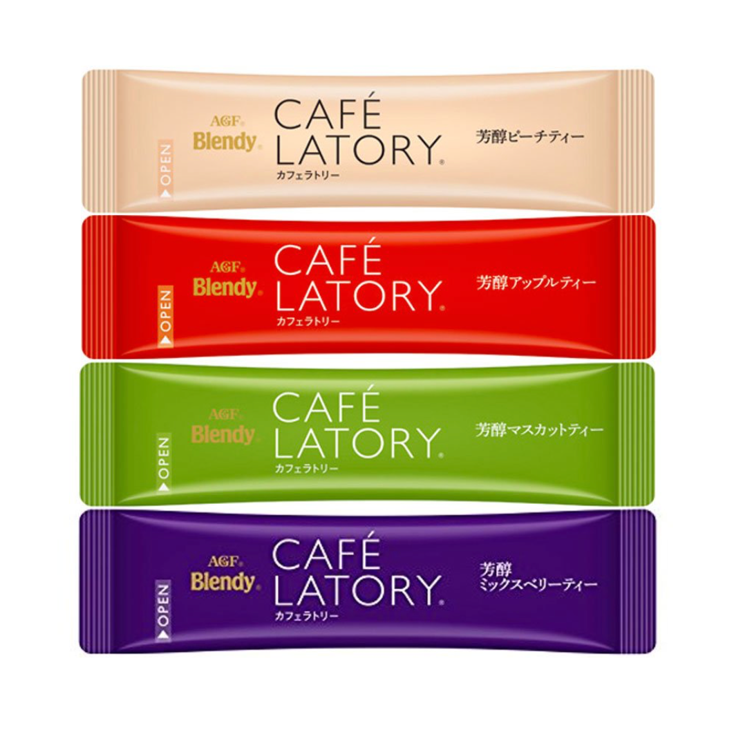 AGF Blendy Cafe Latory Stick Fruit Tea Assortment (Apple/Grape/Peach/Strawberry)