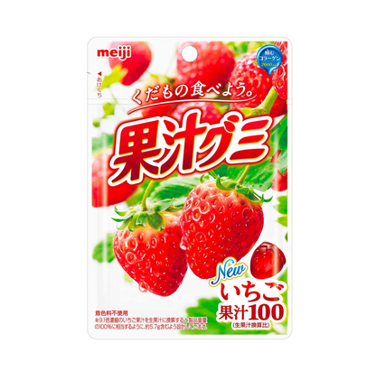 MEIJI Fruit Gumi Gummy Candy Strawberry Collagen 51g x 3 packs – Made in Japan