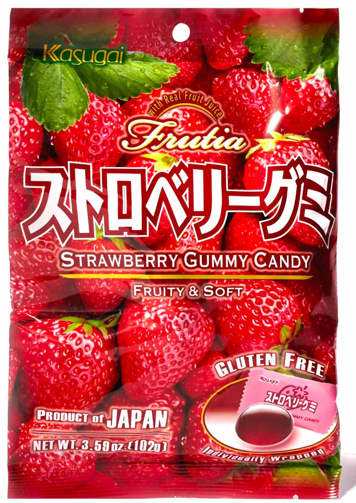 Japanese Kasugai Strawberry Gummy (6) bags 3.77 oz each - Free Shipping !!!