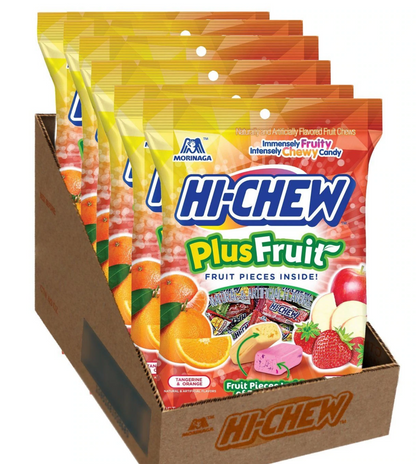 Hi-Chew 6 Pack Bundle Plus Fruit PegBag Chew Fruit Candy 2.82oz each x 6 Packs