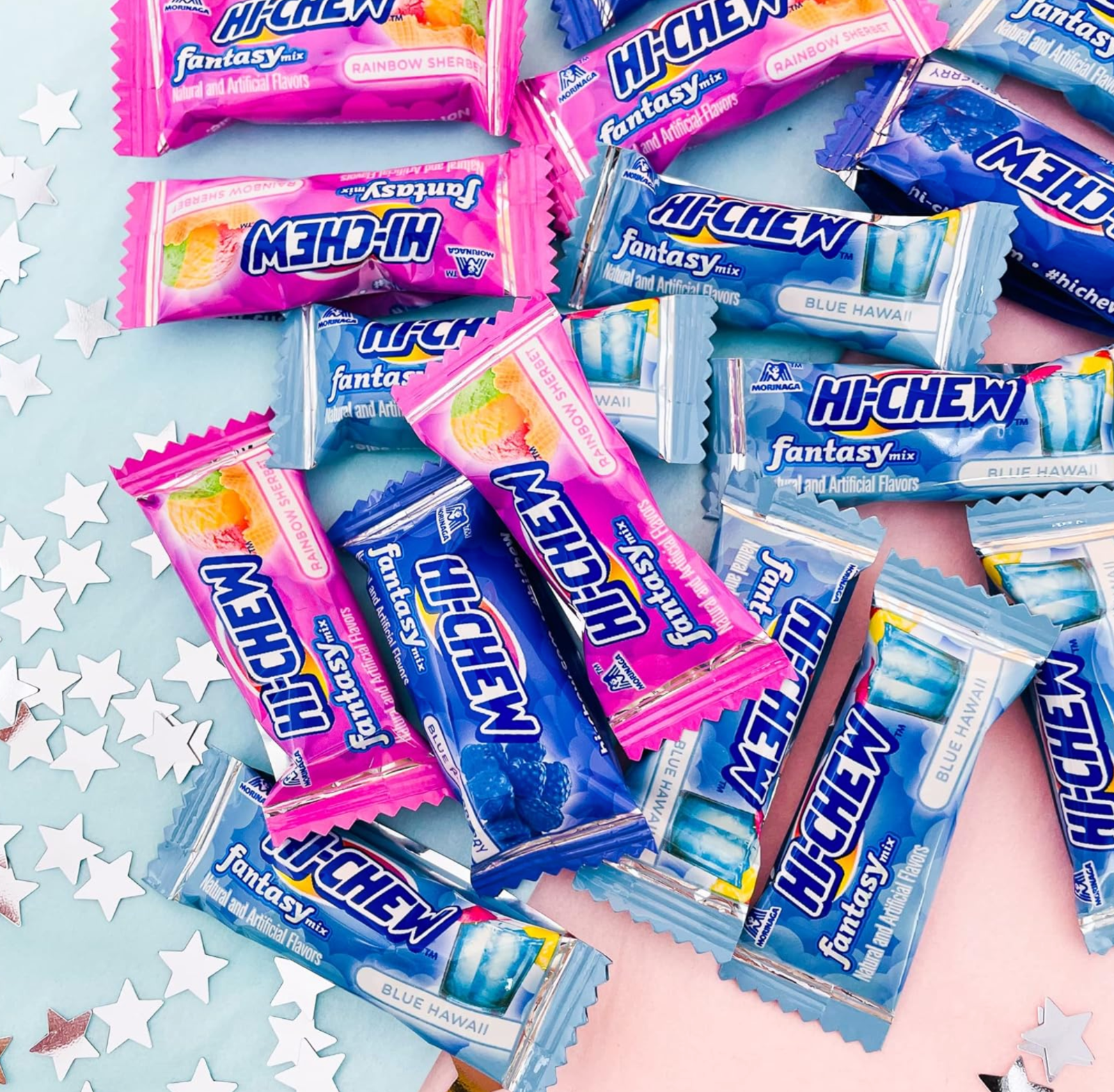 Hi Chew Candy Fantasy Mix - Rainbow Sherbet, Blue Hawaii, and Blue Raspberry 3oz