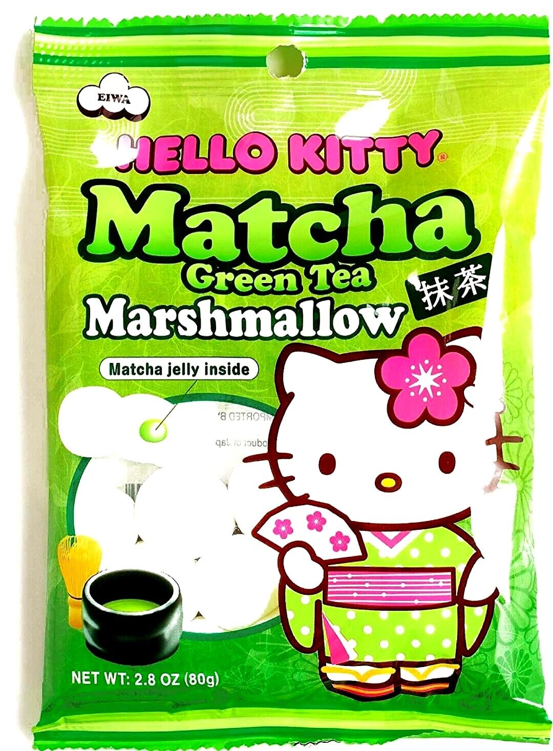 Hello Kitty Matcha Green Tea Marshmallow Matcha Jelly inside 2.8oz x 3 Packs