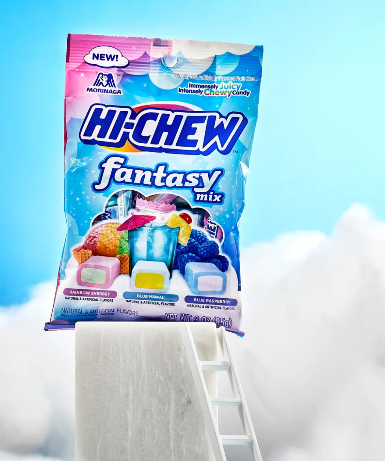 Hi Chew Candy Fantasy Mix - Rainbow Sherbet, Blue Hawaii, and Blue Raspberry 3oz