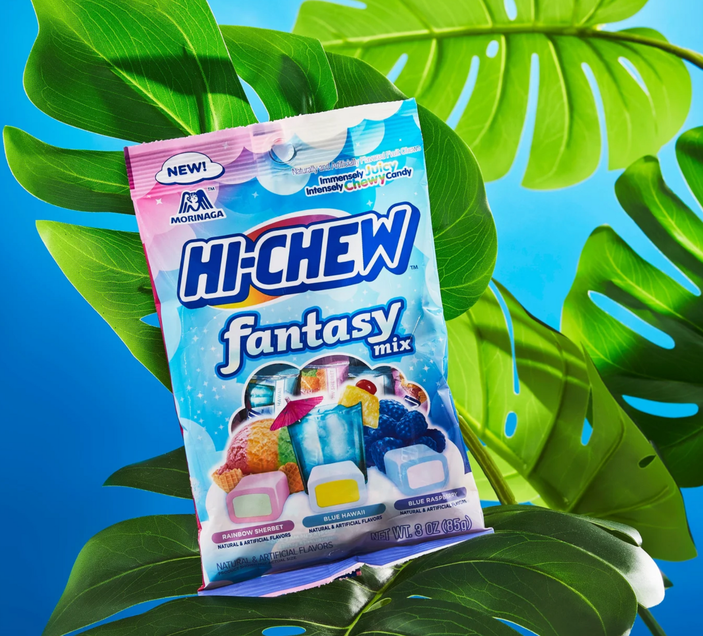 Hi Chew Candy Fantasy Mix - Rainbow Sherbet, Blue Hawaii, and Blue Raspberry 3oz