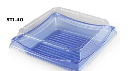 Blue PET Togo Sushi Tray w/ Lid Square Food Container (7.09"x7.09") 50 Sets