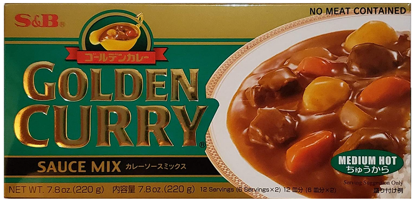 Japanese S&B Golden Curry Sauce Mix 7.8oz / 220g  Multi 4 Combo Pack (Pack of 4)