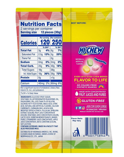 Morinaga HI-CHEW Bites Original Mix Chewy Candy, Pack of 12 Bags, 2.12oz each