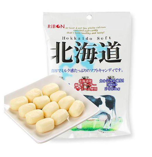 RIBON Real Hokkaido Milk and Cream Calcium Enriched Soft Candy 110g - Japan