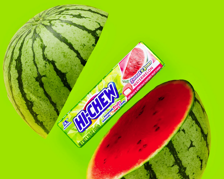 Hi-Chew Sensationally Chewy Fruit Candy Sweet & Sour Watermelon Stick(Pack of 3)