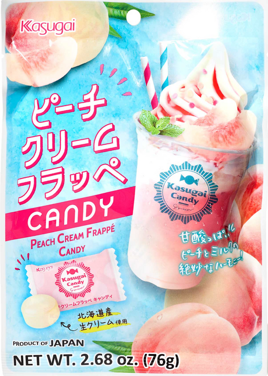 Kasugai Japanese Peach Cream Frappe Hard Candy 2.68oz/76g - Free Shipping !!