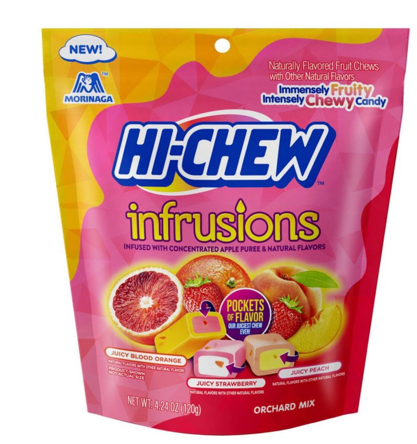 Morinaga Hi Chew Infrusions Orchard Mix Chewy Candy 4.24oz - Pack of Seven (7)