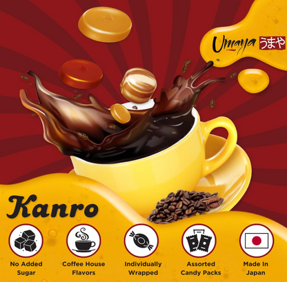 Japanese  Kanro Non Sugar Sakan Coffee Hard Candy Espresso & Cappuccino, 72g