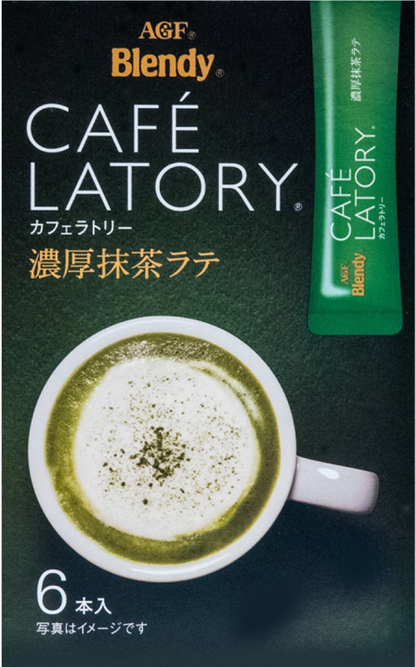 AGF Blendy Cafe Latory Rich Matcha Green Tea Latte 6 Sticks In Box - 3 Boxes