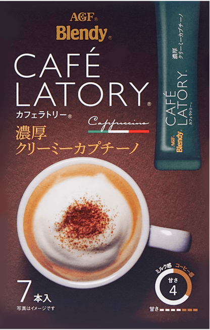 AGF Blendy Cafe Latory Rich Creamy Cappuccino Latte 7 Sticks / 81g - Japan